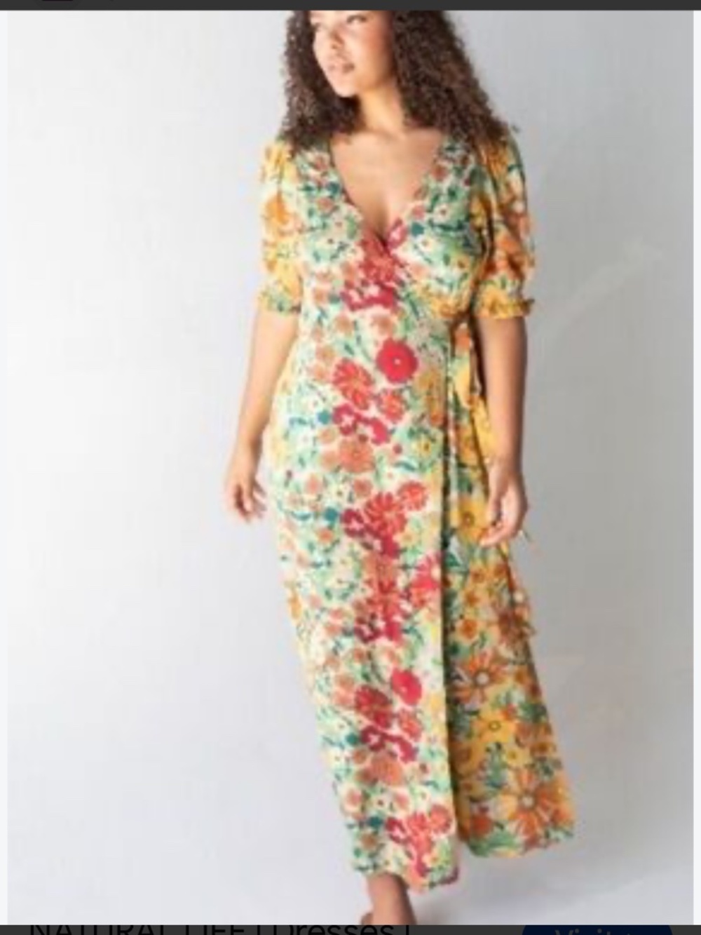 Natural Life Sophia Floral Wrap Maxi Dress Size Large
